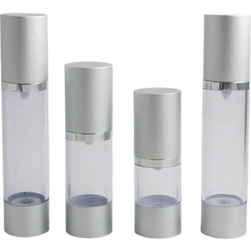 200 x 15ml 30ml 50ml Silver High-grade Refillable Bottles Portable Airless Pump Dispenser Bottle For Travel Lotion
