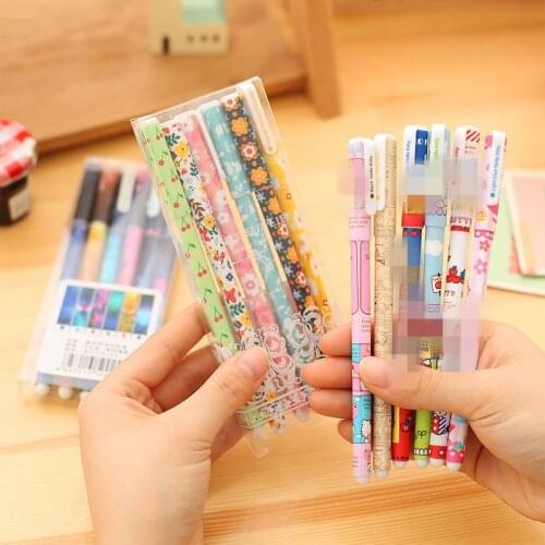 Gel Pen Set Creative Watercolor Pen 6 Sets of School Office Supplies Fresh and Cute 6 Pieces of 0.38mm Plastic Normal Gel-ink