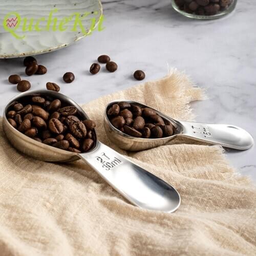 Stainless Steel with Scale Coffee Measuring Spoons Set Ground Tea Coffee Bean Powder Tamping Scoop Baking Cooking Coffee Tools