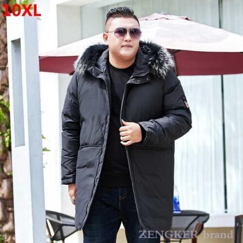 New plus size medium length down jacket black large size mens extra large mens winter long coat puffer jacket men 10XL 9XL