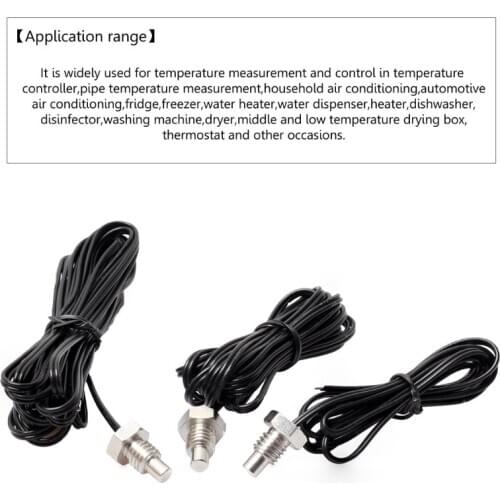 NTC 10K Thermistor Temperature Sensor M8 Thread Probe Cable 1m 2m Waterproof D0AC