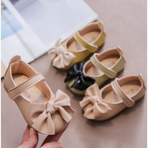 New Soft Sole Baby Toddler Shoes Childrens Princess Shoes Little Girls Shoes With Bowknot Chaussure Fille Beige Yellow Green