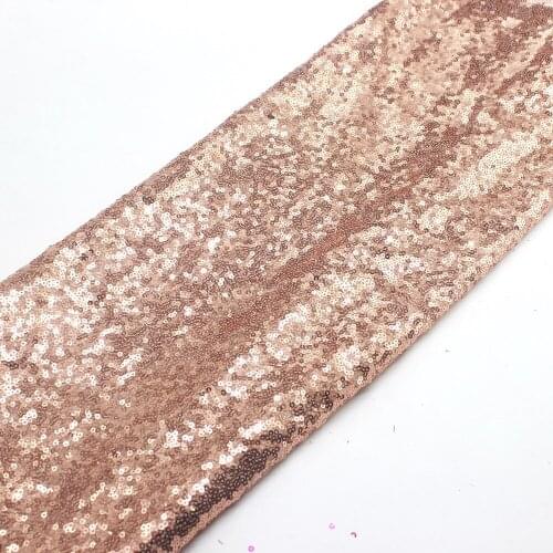 Sequined Lace Fabrics For Dress Champagne Gold Allover Embroidered Fabric 3mm Size Sequins Table Cloth 132cm