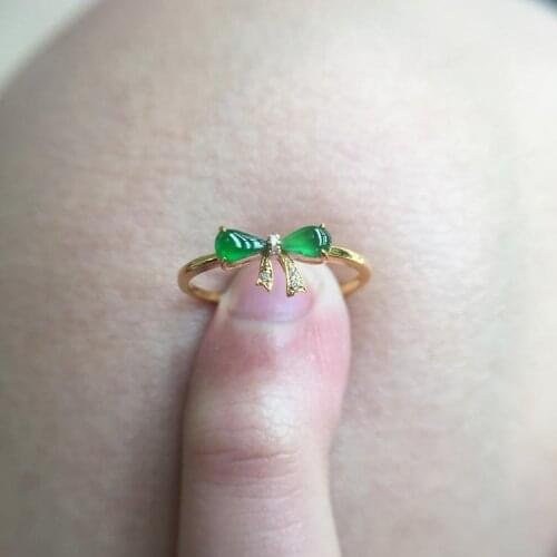 Natural jasper bowknot opening adjustable ring romantic small fresh and lovely charm ladies brand silver jewelry