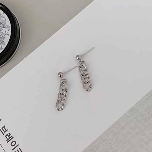 Simple Fashion Chain Pendant Earrings for Women Korean Street Cool Handsome Men Earrings New Silver Color Jewelry Girl Gift
