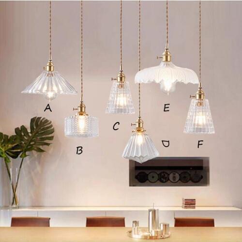 Nordic creative glass chandelier E27 transparent lampshade bar dining room bedroom living room chandelier