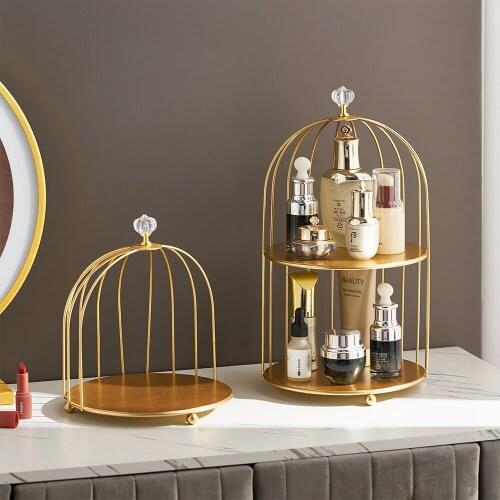 Nordic Iron Birdcage Shape Home Organizer Cosmetics Multi-Function Makeup Tools Bathroom Living Home Storage Decor Accessories