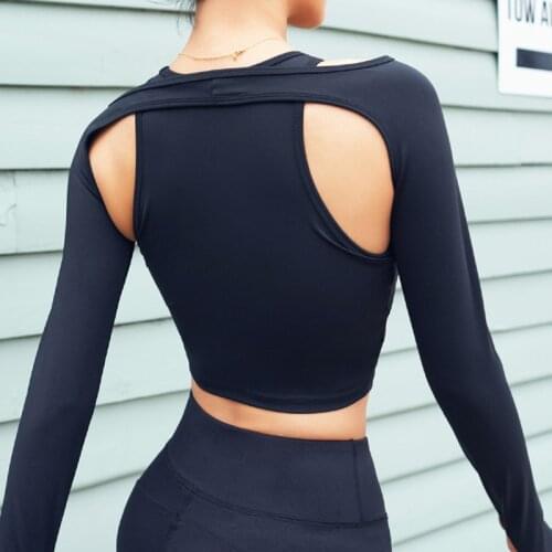 Sport Women Gym Wear Long Sleeve Yoga Crop Top Solid Female Tank Top Fitness Sportswear Breathable Running Clothes