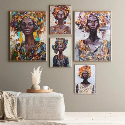 Traditional Clothing African Art Woman Canvas Painting Abstract Posters and Prints Wall Art Pictures for Living Room Home Decor