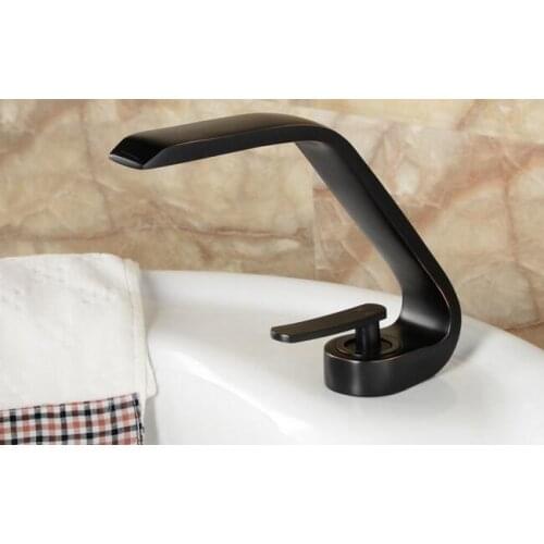 Vidric Black Antique Brass single handle waterfall faucet bathroom hot and cold water basin taps mixer deck mounted faucets tap