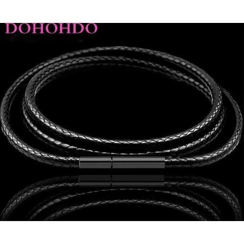 Top Quality 1mm 2mm 3mm Necklace Cord Leather Cord Wax Rope Chain With Stainless Steel Clasp For DIY Necklace Jewelry Making