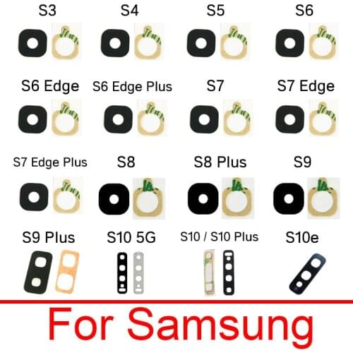 Back Camera Lens For Samsung Galaxy S3 S4 S5 S6 S7 S8 S9 S10 S10e Edge Plus 5G Rear Camera Glass Lens + Sticker Adhesive Parts