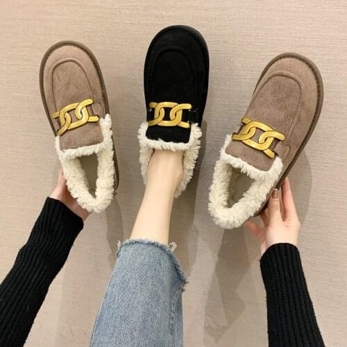 Women Shoes Winter New Womens Flat Boots Ladies Plus Velvet Warm Loafers Solid Color Casual Shoes Female Fashion Snow Boots