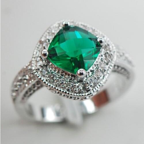 Simulated Emerald Fashion Women 925 Sterling Silver Ring F899 Size 5 6 7 8 9