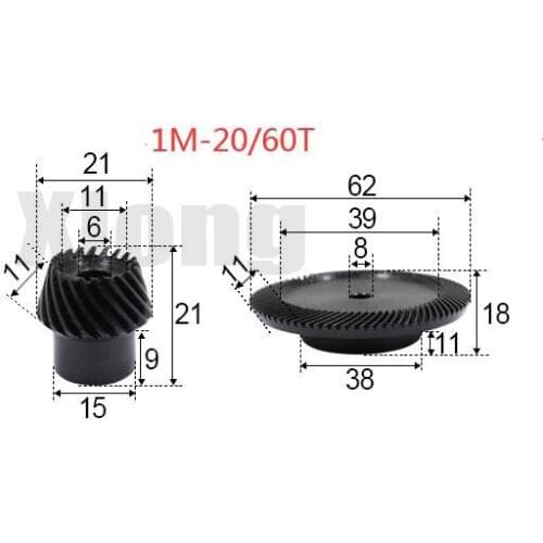 1M-20 / 60Teeths 1: 3 Ration Precision Spiral Bevel Gear Spiral Bevel Gear 0.23g