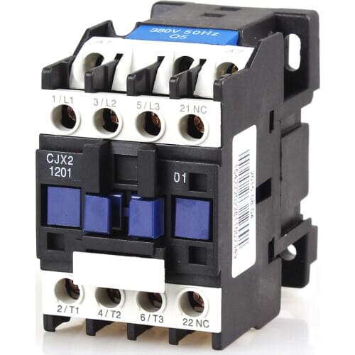 1PCS CJX2-1201 12A 3P+NC Magnetic Ac Electric 3 Pole Contactor For Unit 3 Phase 380V 220V 110V 36V 24V Normally Closed Contactor