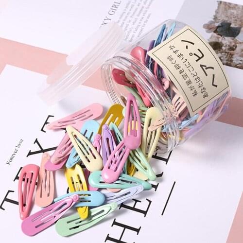 10 Pcs / Set Of Girls Colorful Hair Clips Folder 5 Cm Painted Childrens Bangs Clip Color Random