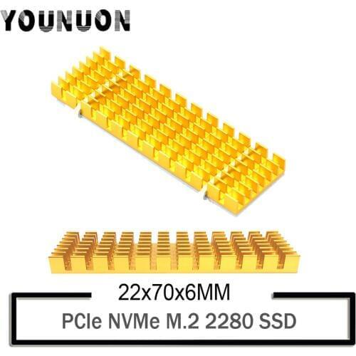 2Pcs YOUNUON Aluminum Heatsinks for PCIe NVMe M.2 2280 SSD with Silicone Thermal Pad, DIY Laptop PC Memory Cooling Fin Radiatio