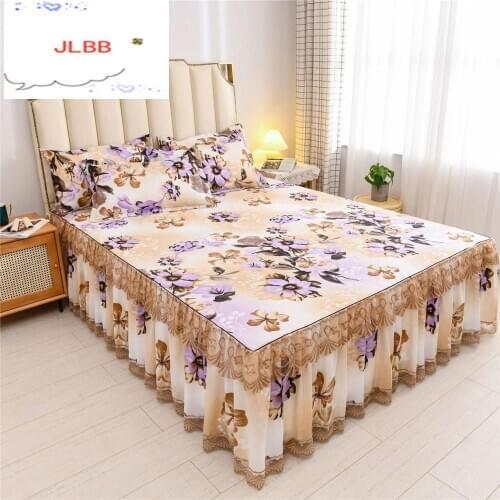 2020 New Winter Bed Set 3 Pcs Including Bed Skirt 1 Pcs + Pillowcase 2 Pcs Warm And Soft Lace Bed Sheet For Bedroom Home Textil