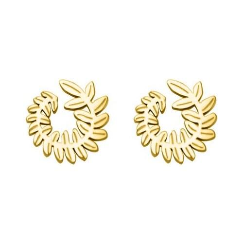 2021 Fashion Cute Leaf Shape Golden Girls' Stud Earrings 3-color Stainless Steel Anti-allergic Women Earrings For Party Gifts