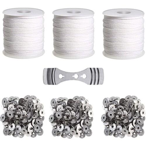 3 Roll 200 Feet White Candle Wick Cotton Candle Woven Wick for Candle DIY and Candle Making with Wicks Tools