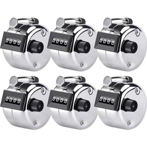 6 Pcs Hand Tally Counter 4-Digit Lap Counter Clicker, Manual Mechanical Handheld Pitch Click Counter with Finger Ring