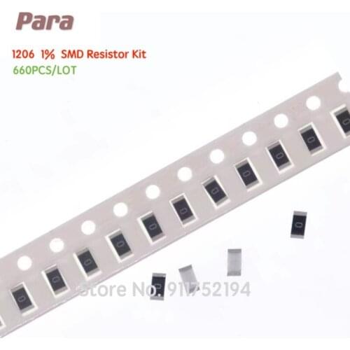 660PCS/LOT 1206 SMD Resistor Kit Sample Kit Assorted Kit 1ohm-1M ohm 1% 33valuesX 20pcs=660pcs