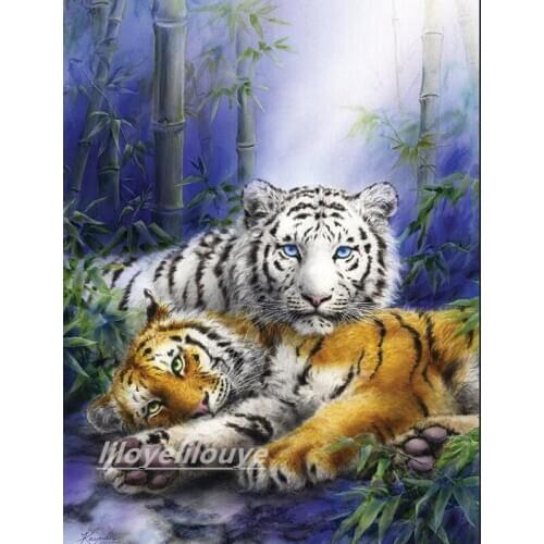 5D DIY diamond painting Animal tiger Diamond Embroidery Full Drill Needlework Mosaic landscape Pattern Home decoration FG1935