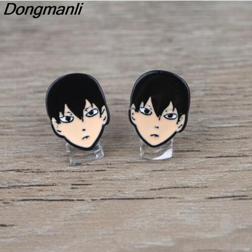 BG390 Dongmanli 1 Pair Anime Boy Cute Earring Stainless Steel Earring Jewelry Stud Earrings Gifts Girl Boy