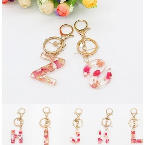 Letter Pendant Keychains Resin Key Chains Rings For Women Cute Car Acrylic Glitter Keyring Holder Charm Bag Couple Bag Gifts