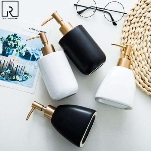 Matte Ceramic Liquid Soap Dispensers Bathroom Shampoo Refillable Bottle Press Pump Solid Color Shower Gel Jar Toilet Accessories