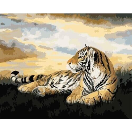 DIY Digital Painting By Numbers crouching tiger oil painting mural Kits Coloring Wall Art Picture Gift frameless