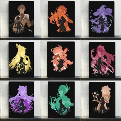 Genshin Impact Game Canvas Painting Anime Oil Painting Poster Living Room Bedroom Home Decoration Girl Background Wall Painting
