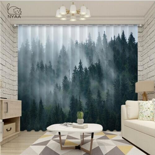 Blue sky landscape 3D Blackout Window Curtains For Living Room office Bedroom Drapes Cortinas Nature Forest Lake Micro Shading