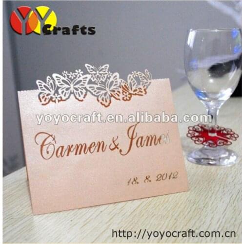 Hot sell various colors butterfly design laser cut wedding seat card and place card
