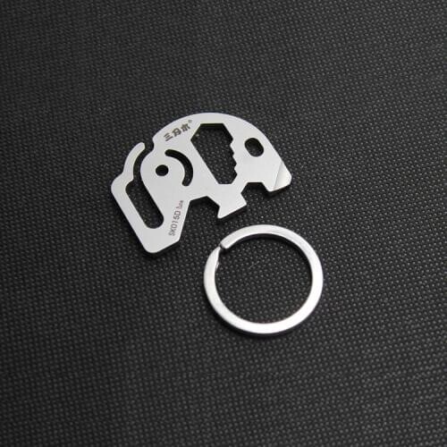 Pocket EDC Multi Functional Tool Toolkit Spanner Wrench Flat Screwdriver Bottle Opener w/ Key Ring Keychain