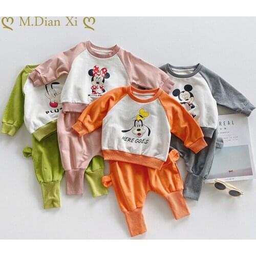 Baby Girls Cartoon Minnie Clothing Set Autumn Cotton Clothing Sets for Baby Girls Full Shirt and Pants Children Clothing Set