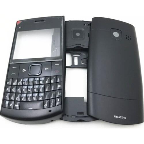 Full Housing Mobile phone shell For Nokia X2-01 X201 Front bezel + Middle Bezel +Battery cover And English Keypad