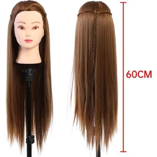 Hairdresser Practice Mannequin Model with 60cm Hair Salon Styling Training Wig Doll Dummy Head for braiding tete de cabeza