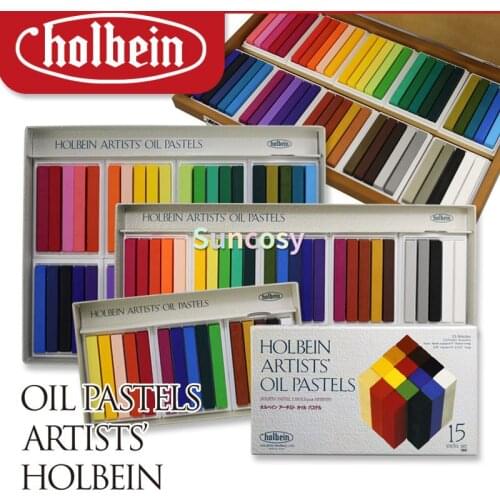 Holbein Artist Full-fledged Oil Pastel 15 25 40 50 100 Color Set,Oily Pastel Soft Texture Bright Color Professional Art Supplies