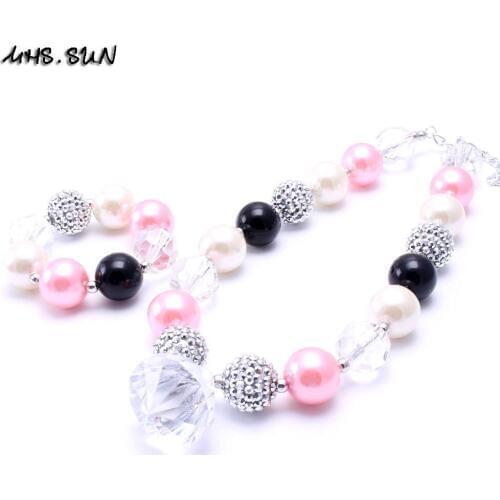 MHS.SUN Cute Design Child/Kids/Girls Beads Chunky Jewelry Set For Baby Necklace Bracelets Set Fashion Party Beaded Accessories