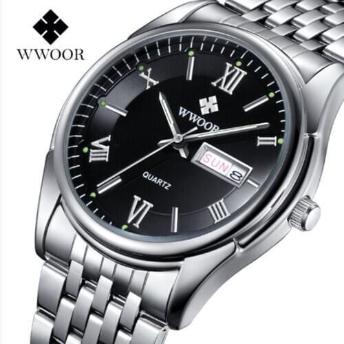 Mens Steel Band Luminous Quartz Watch Waterproof Calendar Watch Student Sports Timing Multifunctional Leisure Fashion Watch