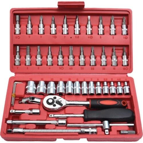46 pcs sets of chrome vanadium steel sleeve tool combination repair kit tool sleeve car repair hand tool set