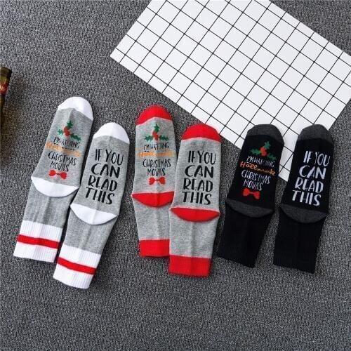 Unisex socks for women If you can read cotton Christmas socks female casual letters sock ladies winter new year sox dropshipping