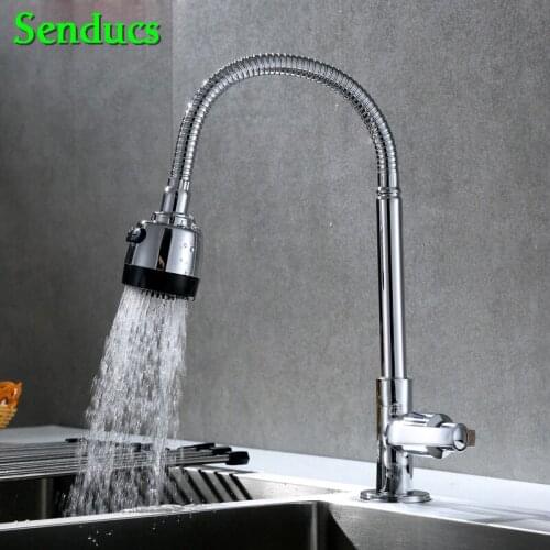 Senducs Single Cold Kitchen Faucet Quality Brass Single Lever Kitchen Sink Water Faucet Hot Sale Cold Kitchen Water Tap