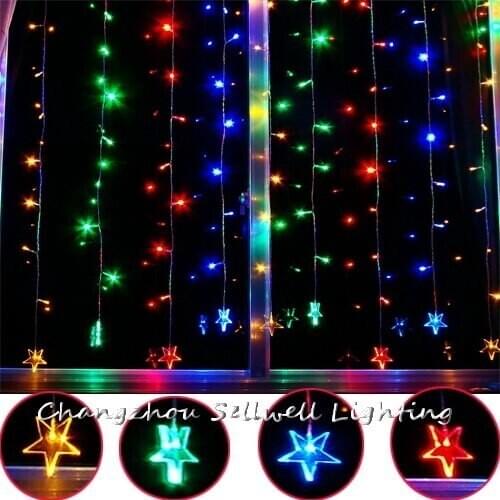 GREAT!Fashionable accessory showcase decoration 120 pcs coloured star curtain lamp H314