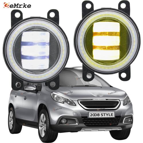 2X Led Angel Eye DRL for Peugeot 2008 2013 2014 2015 2016 2017 2018 2019 2020 LED Fog Lights Lamp Lens Daytime Running Light
