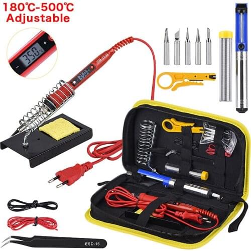 Newest 908S 80W Electric Soldering Iron Kit LCD Digital Display Temperature Adjustable Heater Welding Repair Tool Set 220V 110V