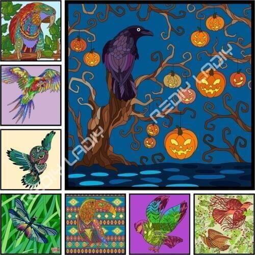 Full Square/Round Diamond Painting Cross Stitch Colorful Birds DIY Diamond Embroidery Mosaic Pictures of Rhinestones Needlework