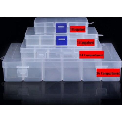 Adjustable 10-24 Grids Compartment Plastic Storage Box Jewelry Earring Bead Screw Holder Case Display Organizer Container